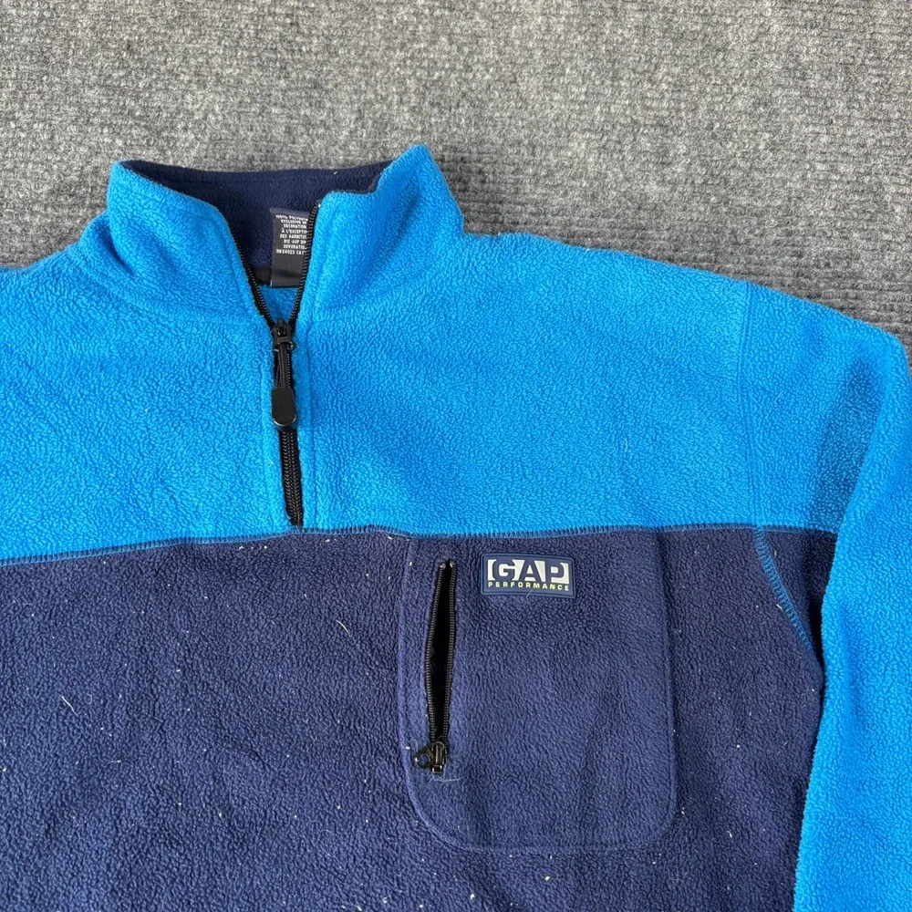 Gap Performance Kids XXL 14-16 Fleece Pullover 1/4 Zip Blue Colorblock 4210